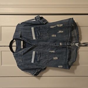 Women's Vintage Havana Short Sleev Denim Shirt Size Small